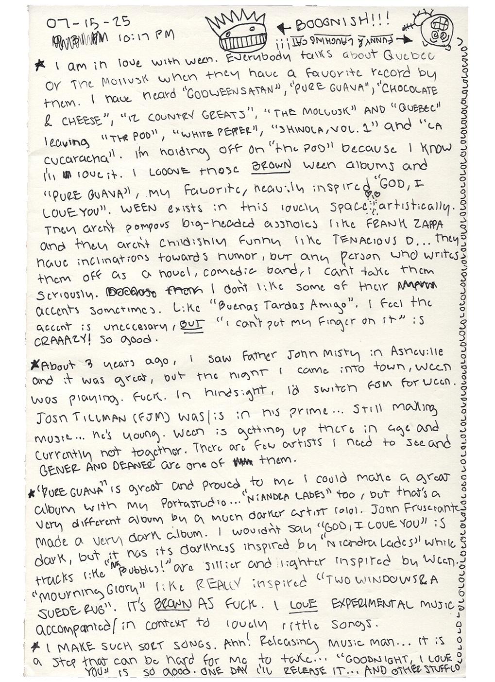 letter and/or sketch
